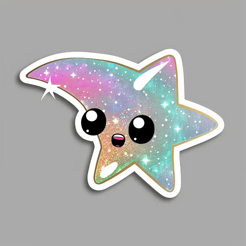 Glittery Rainbow Kawaii Stickers