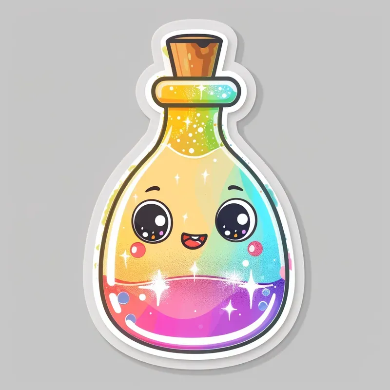 Glittery Rainbow Kawaii Stickers