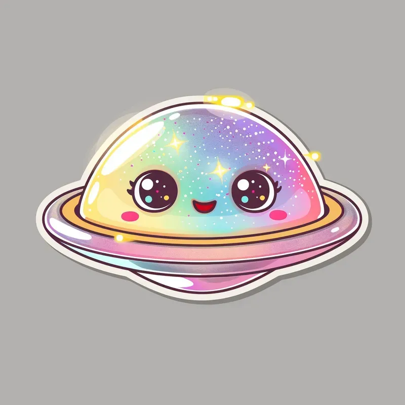 Glittery Rainbow Kawaii Stickers