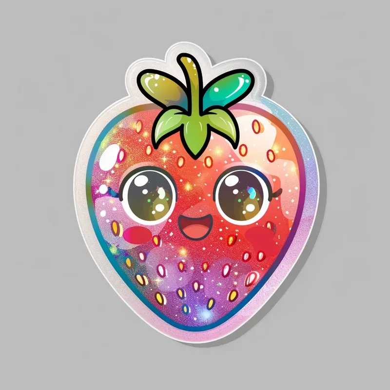 Glittery Rainbow Kawaii Stickers