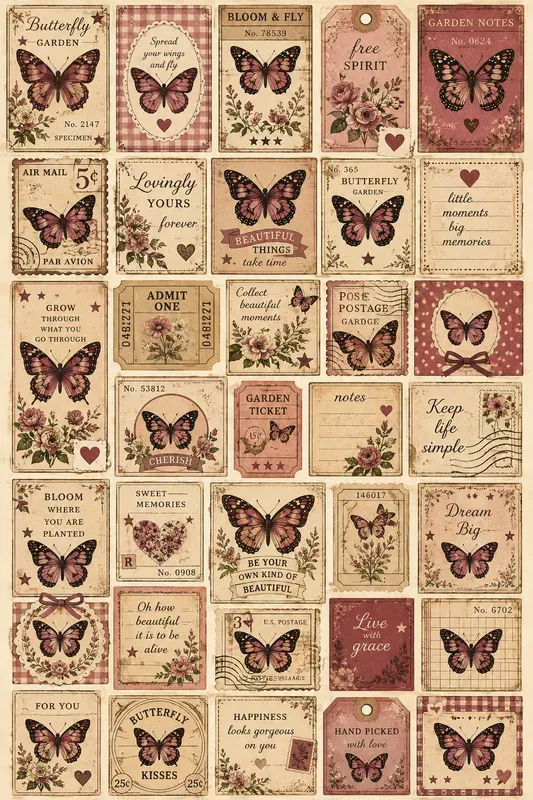 Retro Cherry Scrapbook Sticker Sheets