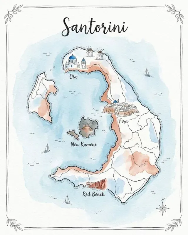 Watercolor Ink Island Travel Maps