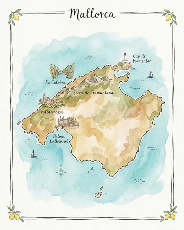 Watercolor Ink Island Travel Maps