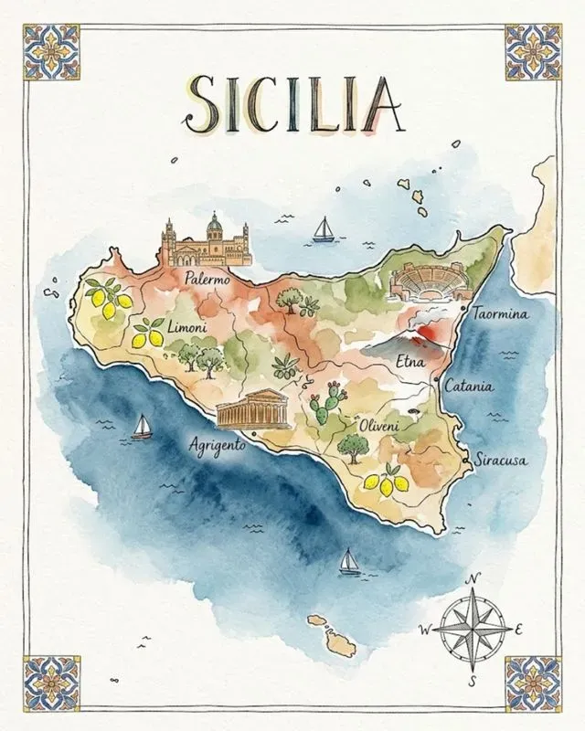 Watercolor Ink Island Travel Maps