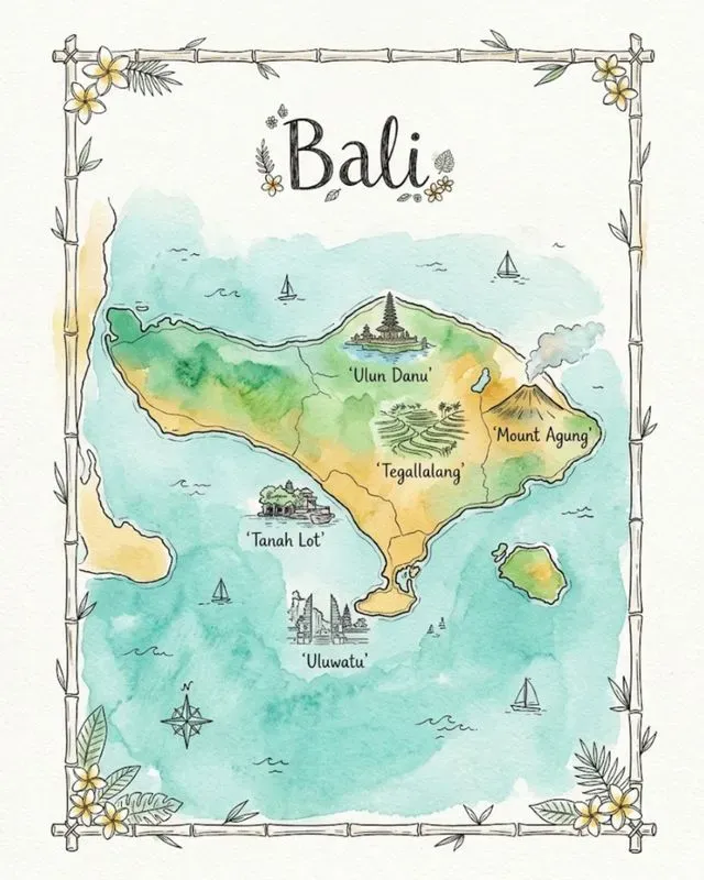 Watercolor Ink Island Travel Maps