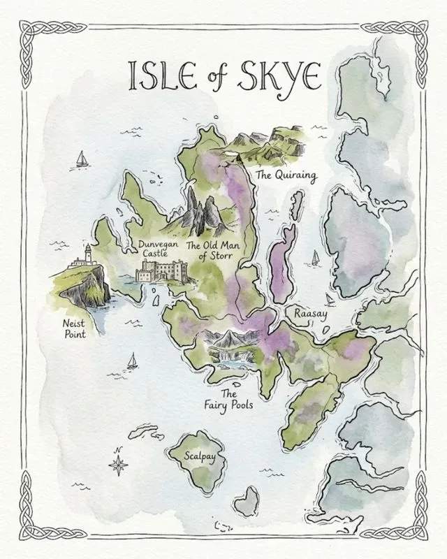 Watercolor Ink Island Travel Maps