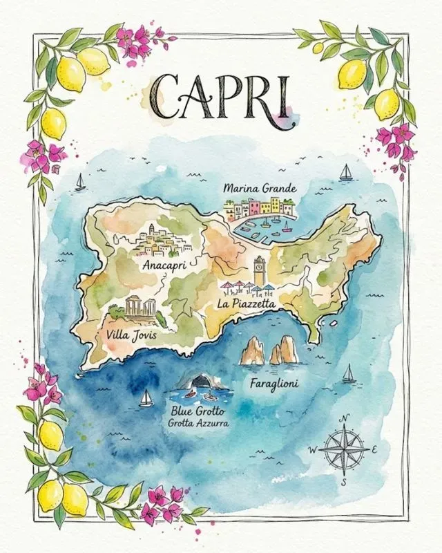 Watercolor Ink Island Travel Maps