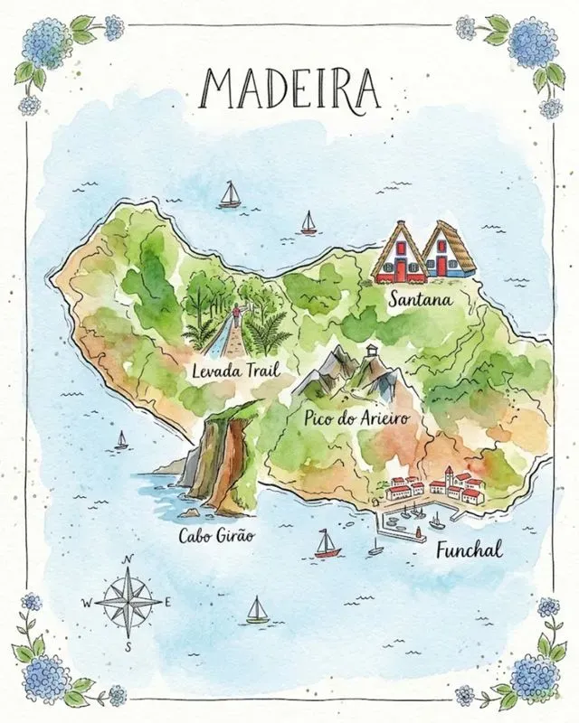 Watercolor Ink Island Travel Maps
