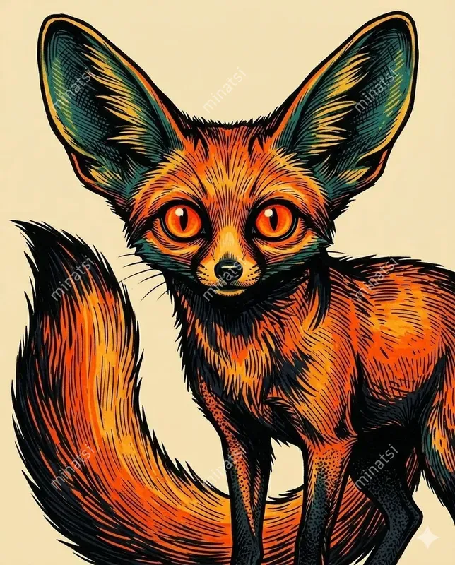 Stylized Animal Ink Poster Art