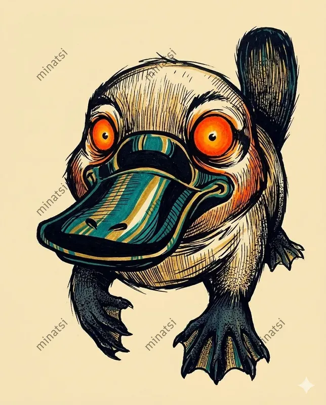 Stylized Animal Ink Poster Art