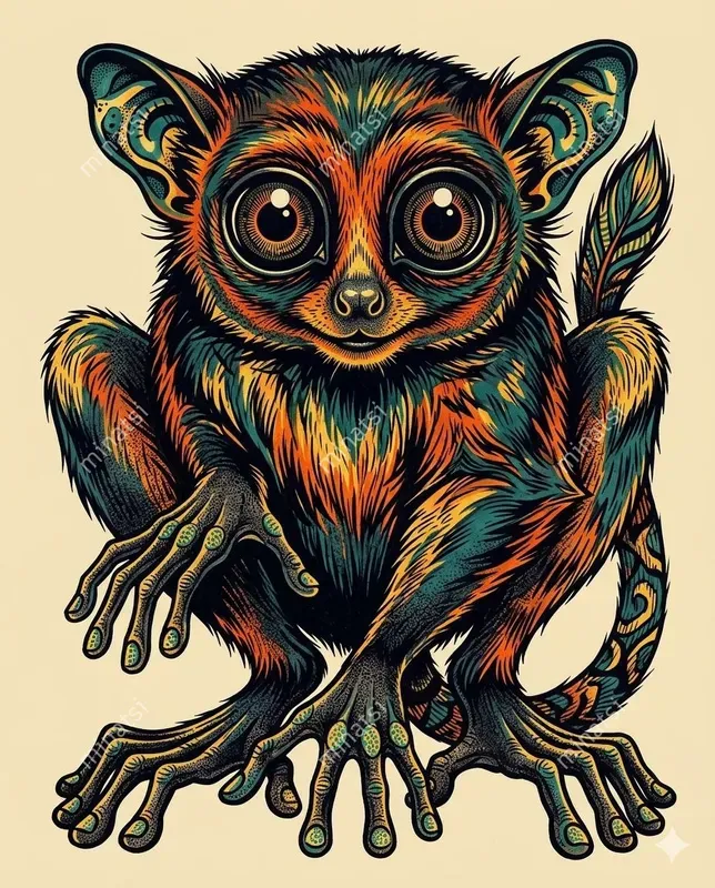 Stylized Animal Ink Poster Art