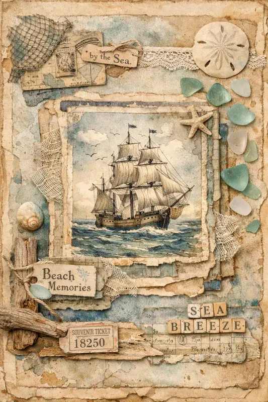 Nautical Memories Junk Journal Pages