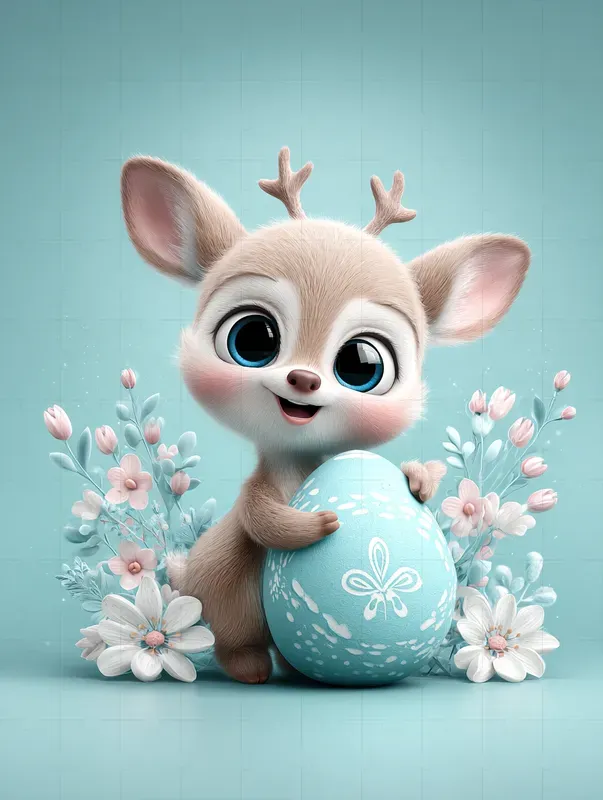 Cute Easter Kawaii Cartoon Characters