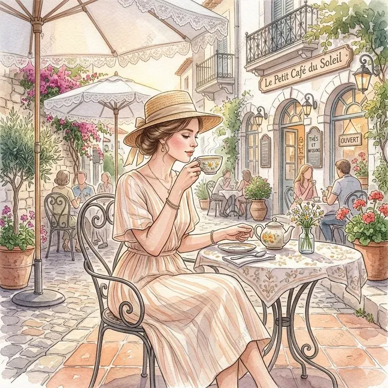 Luxury Watercolor Patio Illustrations