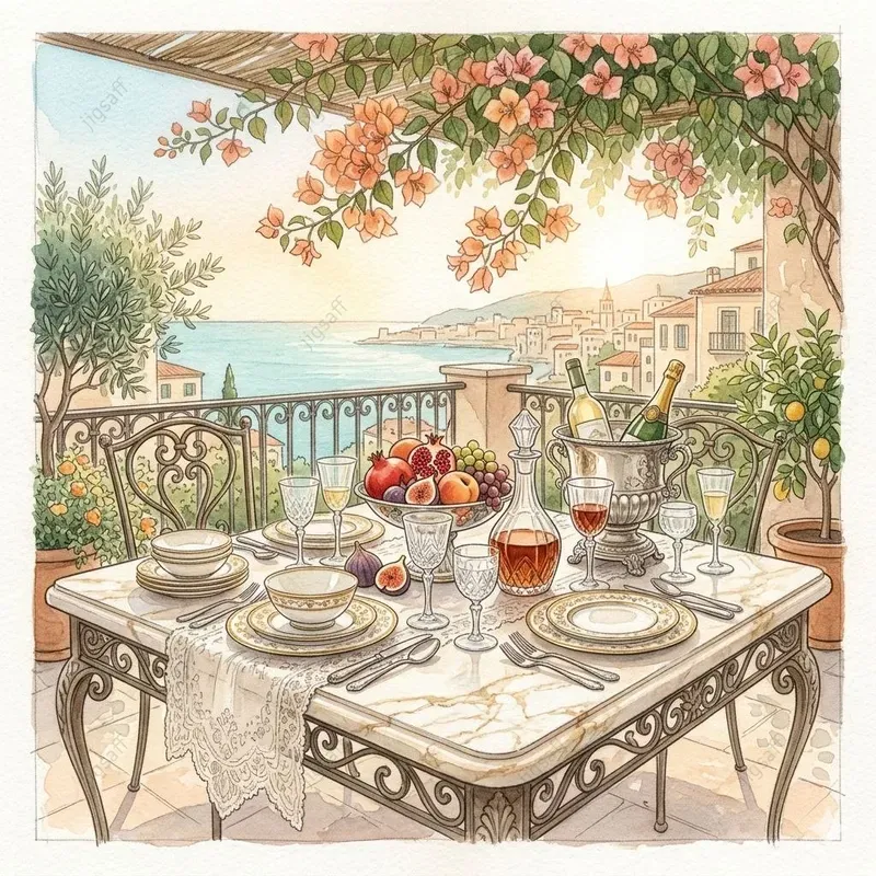Luxury Watercolor Patio Illustrations