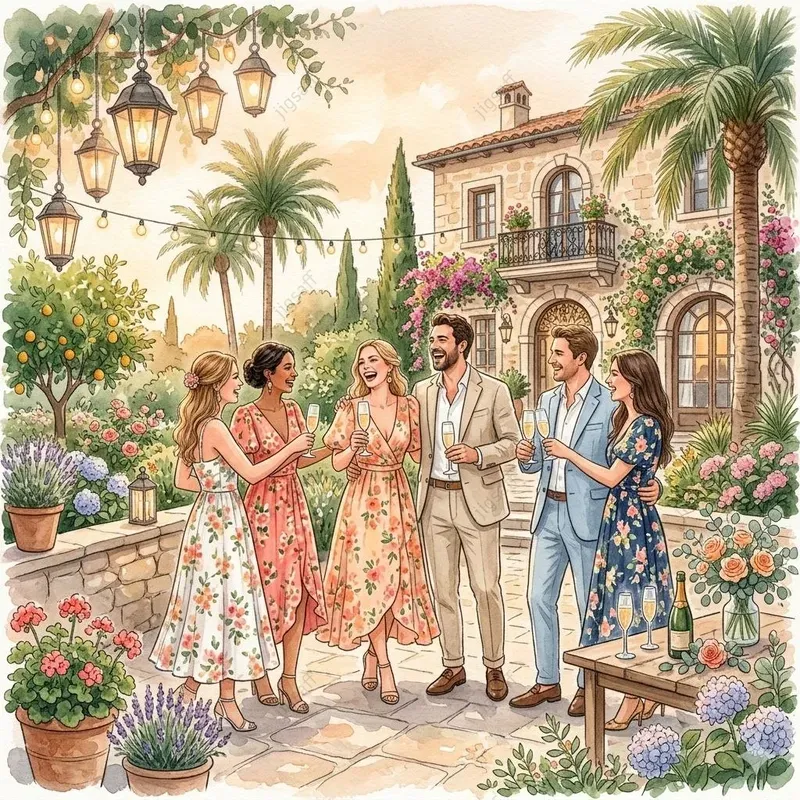 Luxury Watercolor Patio Illustrations