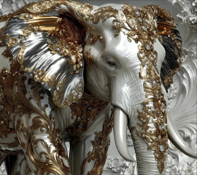Baroque Metallic Ornamental Beasts