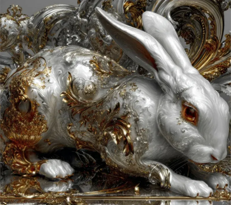Baroque Metallic Ornamental Beasts