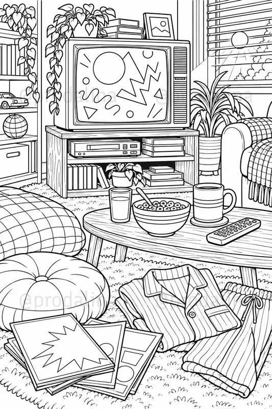 Cozy Gen X Nostalgia Coloring Pages