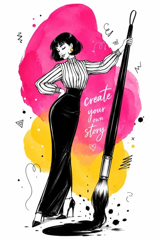 Quirky Ink And Splash Fashion Art