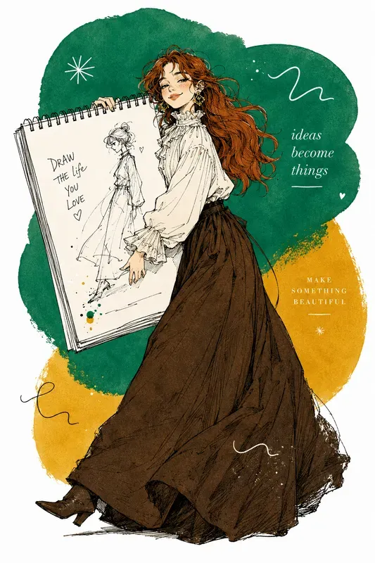 Quirky Ink And Splash Fashion Art