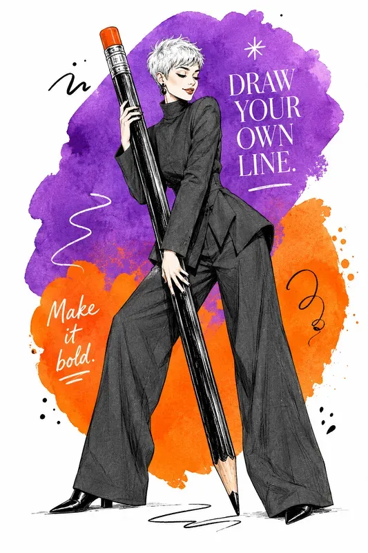 Quirky Ink And Splash Fashion Art