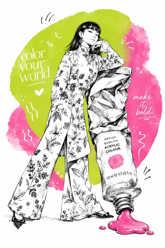 Quirky Ink And Splash Fashion Art