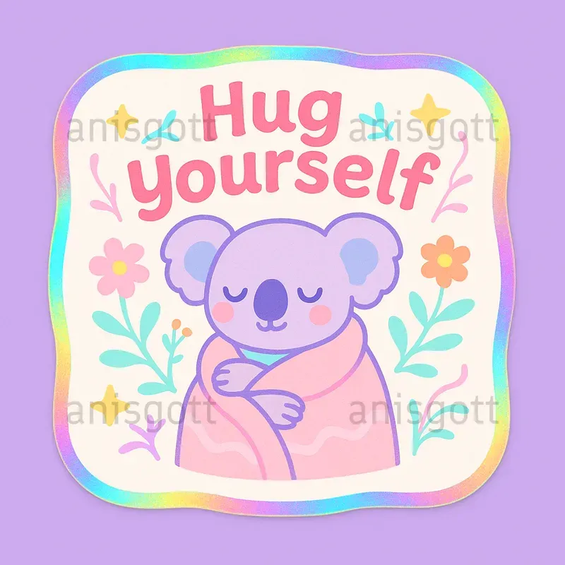 Kawaii Selflove Quote Holo Stickers