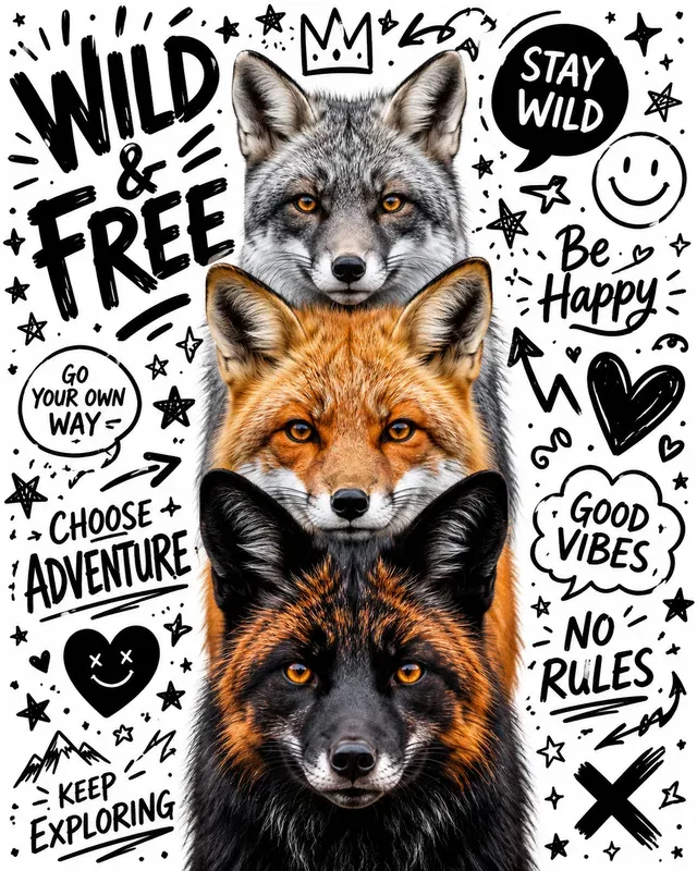 Cute Animal Doodle Posters Sets