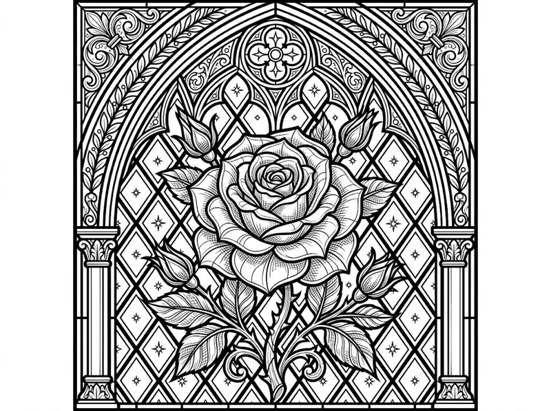 Stained Glass Flower Coloring Pages