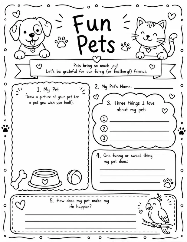 Cute Kids Gratitude Journal Page Creators