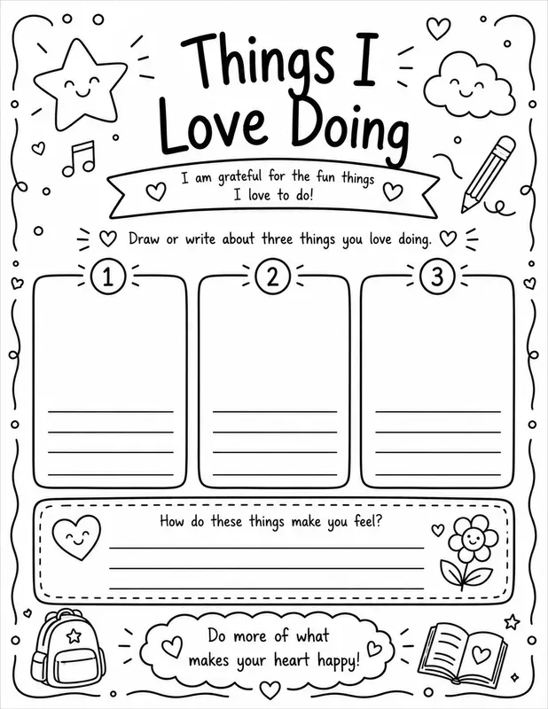 Cute Kids Gratitude Journal Page Creators