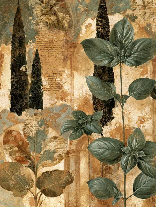 Mediterranean Fresco Botanical Collages