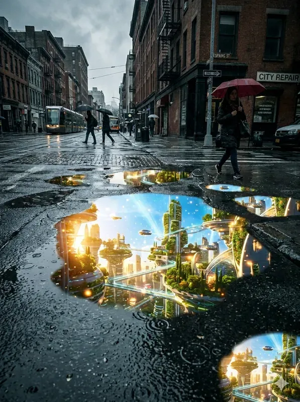 Solarpunk Reflections After Rain