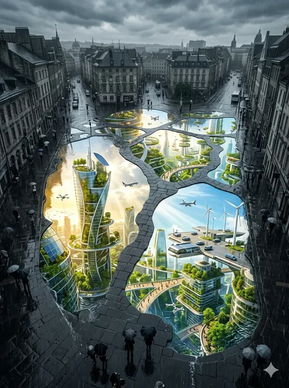 Solarpunk Reflections After Rain