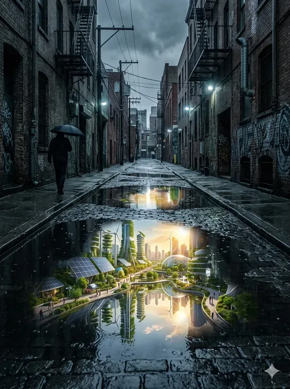 Solarpunk Reflections After Rain
