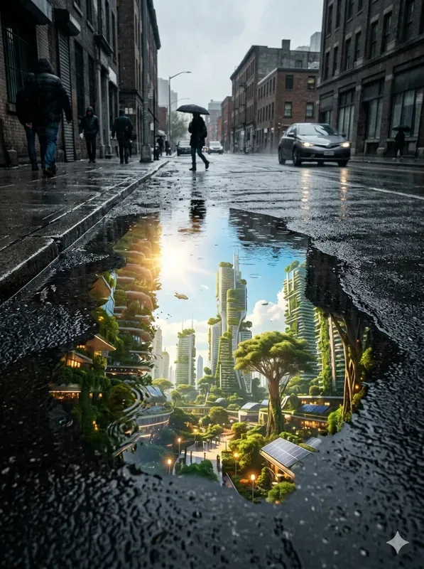 Solarpunk Reflections After Rain