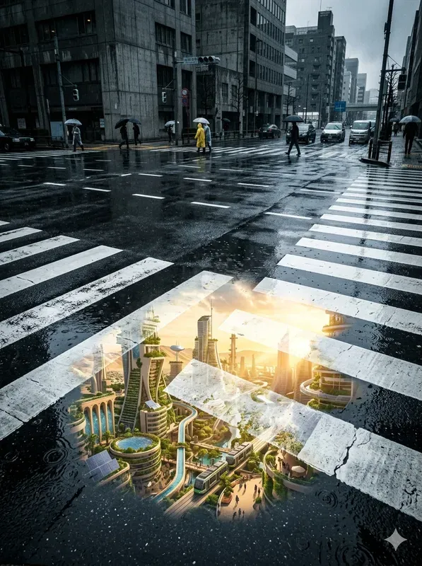 Solarpunk Reflections After Rain