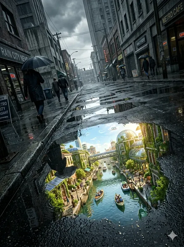 Solarpunk Reflections After Rain