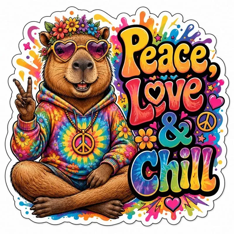 Retro Hippie Animal Sticker Quote Packs