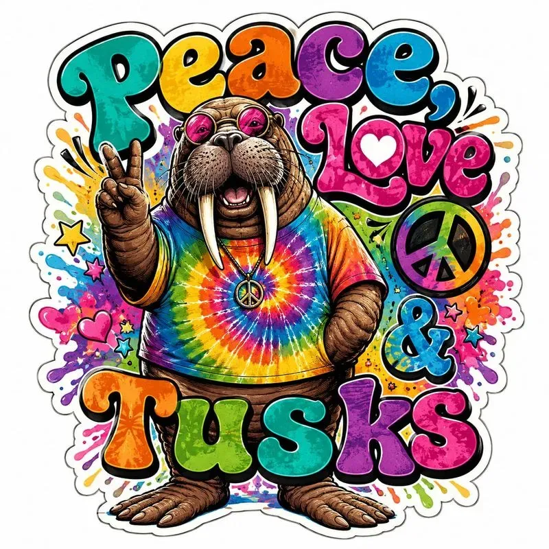 Retro Hippie Animal Sticker Quote Packs