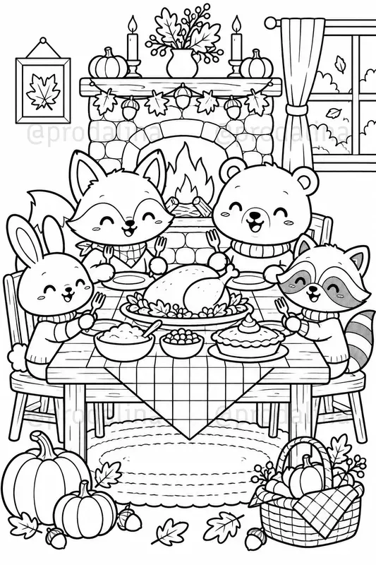 Cozy Fall Thanksgiving Coloring Pages