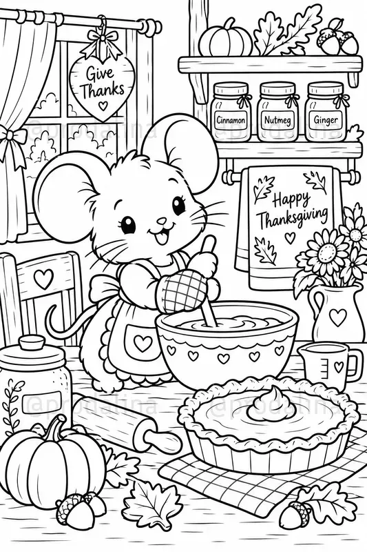 Cozy Fall Thanksgiving Coloring Pages