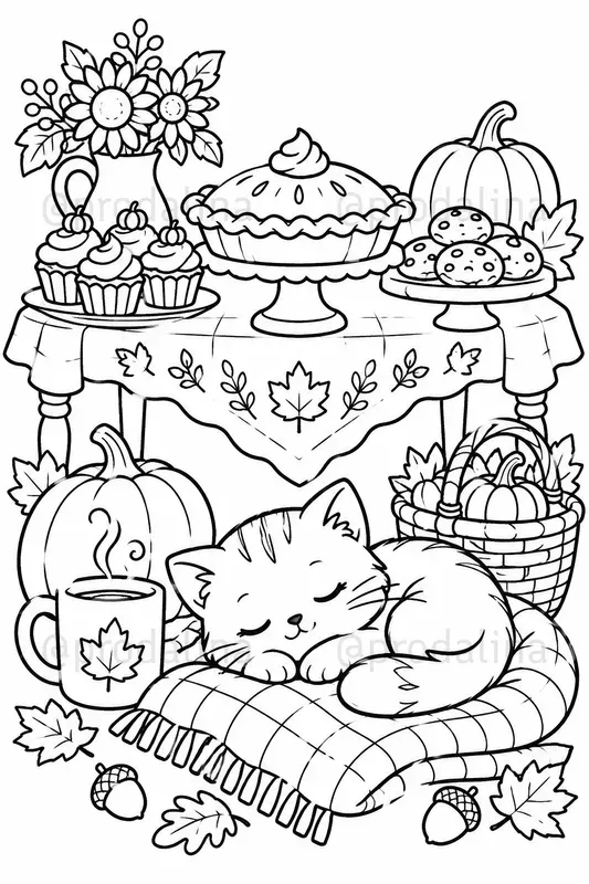 Cozy Fall Thanksgiving Coloring Pages