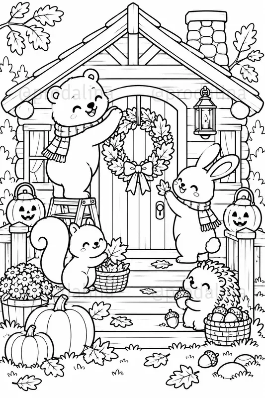 Cozy Fall Thanksgiving Coloring Pages