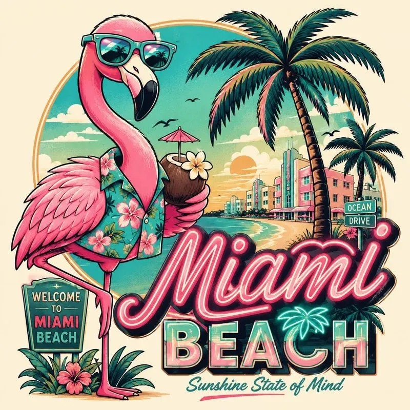Retro Tropical Travel Cartoon Poster Art