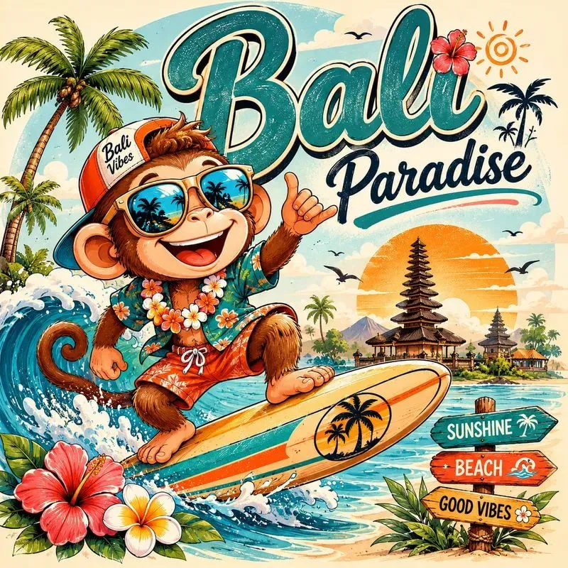 Retro Tropical Travel Cartoon Poster Art