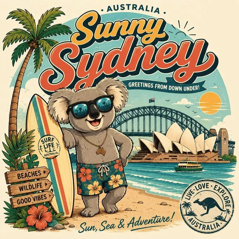 Retro Tropical Travel Cartoon Poster Art