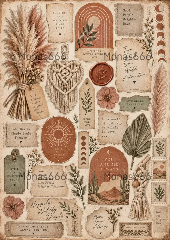Boho Wedding Junk Journal Ephemera
