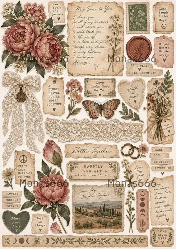 Boho Wedding Junk Journal Ephemera